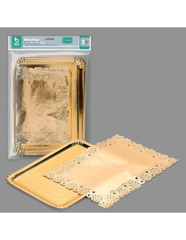 BANDEJA 34X25CM RECTANGULAR + BLONDA ORO