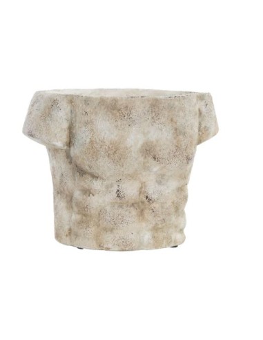 MACETERO CEMENTO 19X15X15 TORSO MARRON CLARO