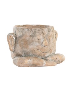 MACETERO CEMENTO 18X20X13 CARA DESGASTADO DORADO