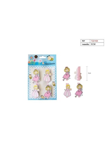 SET 4 PINZAS MADERA NINA