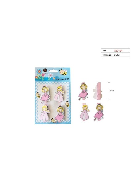 SET 4 PINZAS MADERA NINA
