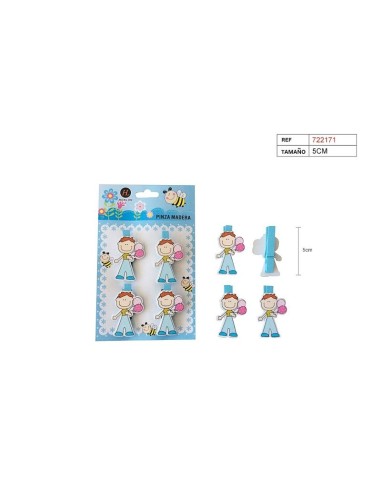 SET 4 PINZAS MADERA NINO