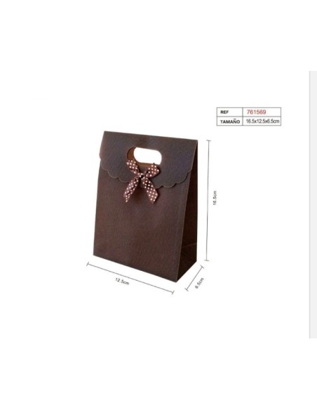 BOLSA REGALO MARRON 16.5X12.5X6.5CM