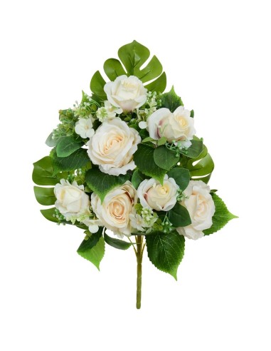 CONJUNTO ROSAS-CAPULLOS X8-54CM (CREMA)