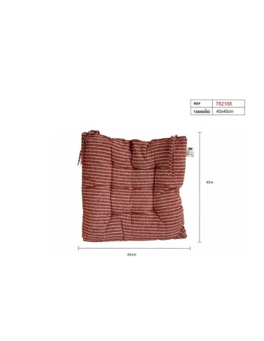 COJIN ASIENTO RAYA ROJO 43X43CM