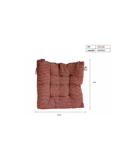 COJIN ASIENTO RAYA ROJO 43X43CM
