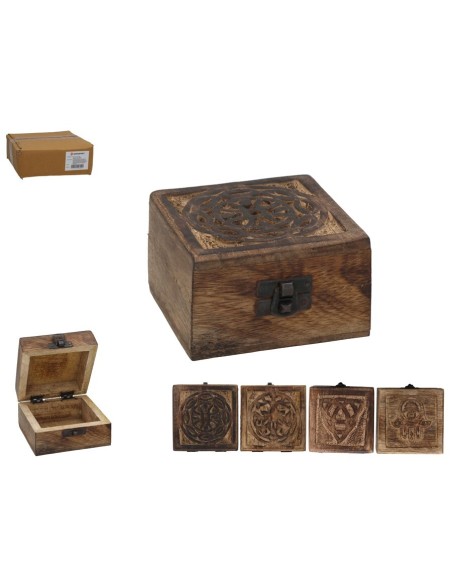 CAJA MADERA DECORADA 10X10X5,8CM 4STD