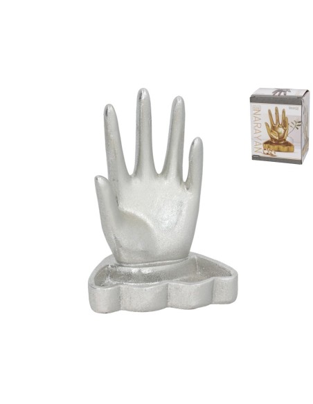 ANILLERO MANO NARAYAN PLATEADA 10,6X8X14 CM RESINA
