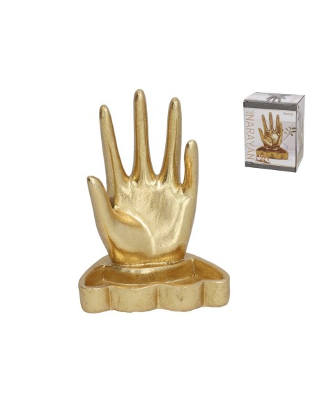 ANILLERO MANO NARAYAN DORADA 10,6X8X14 CM RESINA