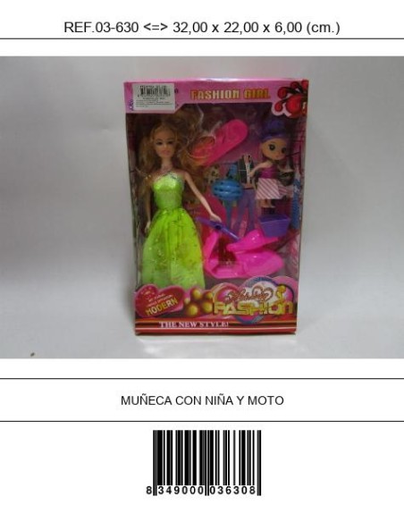 MUÑECA CON NIÑA Y MOTO