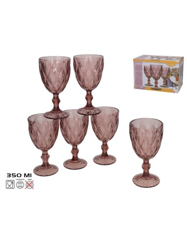 SET 6 COPA LIZ 350ML ROSA
