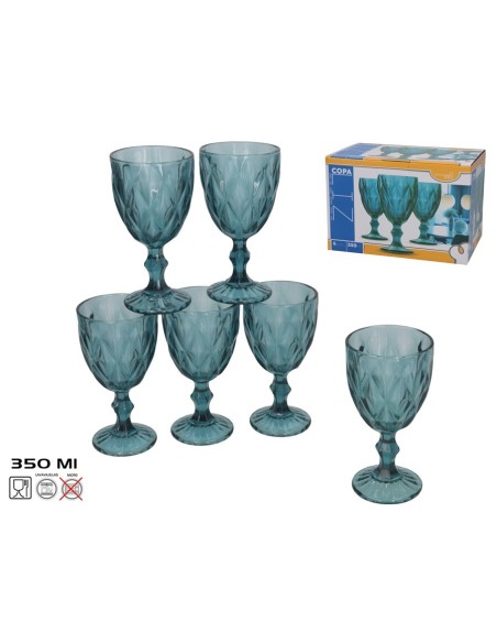 SET 6 COPA LIZ 350ML AZUL