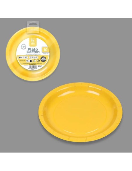 S/10 PLATO 20CM CARTON AMARILLO
