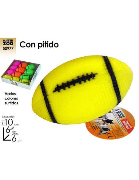 JUGUETE PERRO PELOTA RUGBY CON PITIDO
