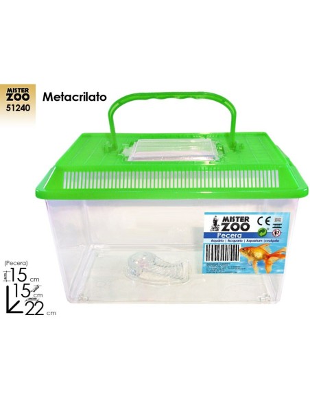 PECERA PLASTICO CON TAPA VERDE