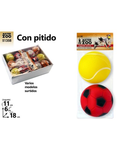 JUGUETE PERRO PELOTA X2