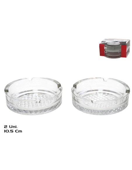 SET 2 CENICEROS CRISTAL ROTANA 10,5CM
