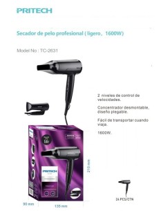 SECADOR DE VIAJE 1600W TC-2631