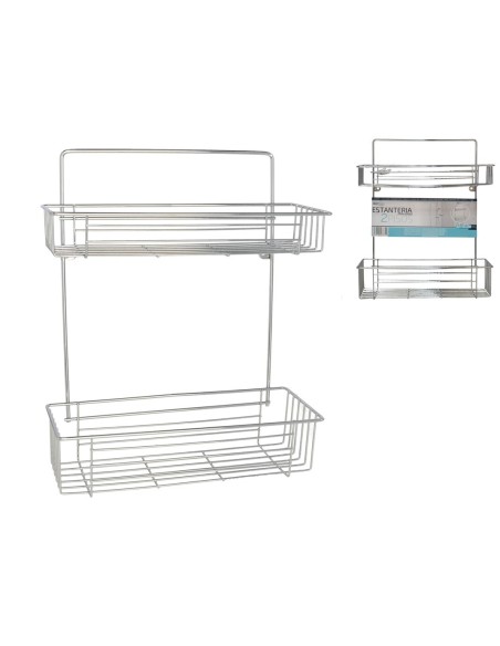ESTANTERIA BAÑO 2PISOS CROMO 32X12X38 CM