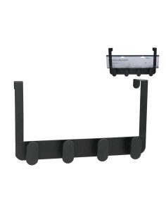 PERCHERO PARA PUERTA 4 POMOS 35X8X20CM NEGRO