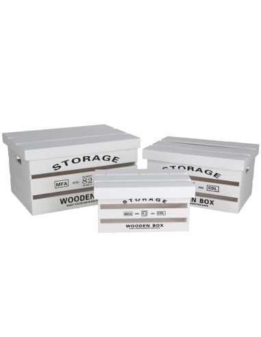 SET 3 CAJAS LUSA C/TAPA 41X31X23 BLANCA