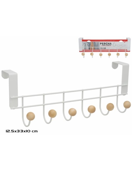PERCHA PARA PUERTA 6 POMOS 33X12,5CM