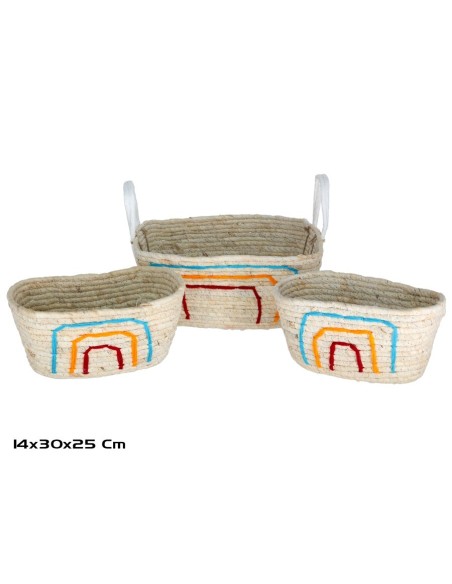SET 3 CESTAS ARO IRIS 30X25X14CM
