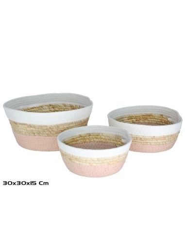 SET 3 CESTAS NATURA 30X30X15CM