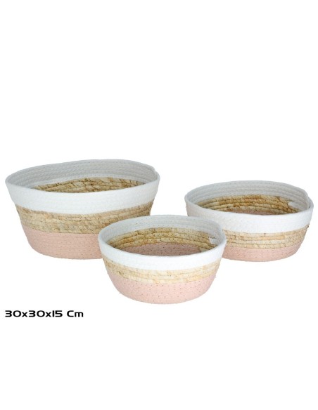 SET 3 CESTAS NATURA 30X30X15CM