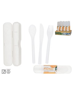 SET CUBIERTOS PICNIC CON FUNDA 20X4,5X3 CM