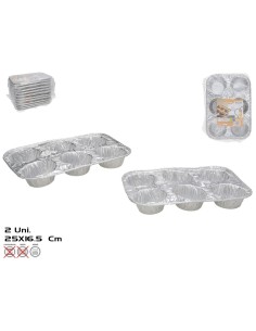 SET 2 MOLDES ALUMINIO 6 PCS 25X16,5 CM