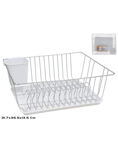 ESCURREPLATOS METAL 36,5X31,7X13,5 CM BLANCO