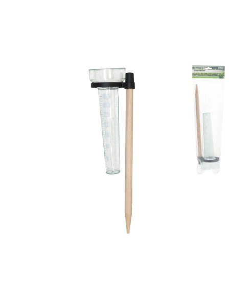 PLUVIOMETRO PLASTICO Y MADERA 37X10CM