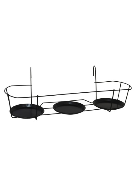 JARDINERA METAL NEGRO 3 MACETAS 65,5X28X21CM