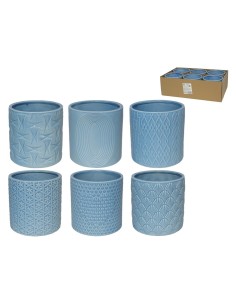 MACETERO CERAMICA 1350ML 13,5X13,5X13,2CM 6STD AZU