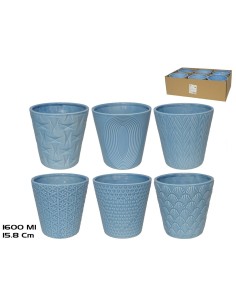 MACETERO CERAMICA 1600ML 15,8X15,8X15,2CM 6STD AZU