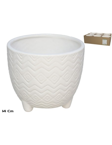 MACETERO BRISA BLANCO CERAMI. 14X14X12 CM