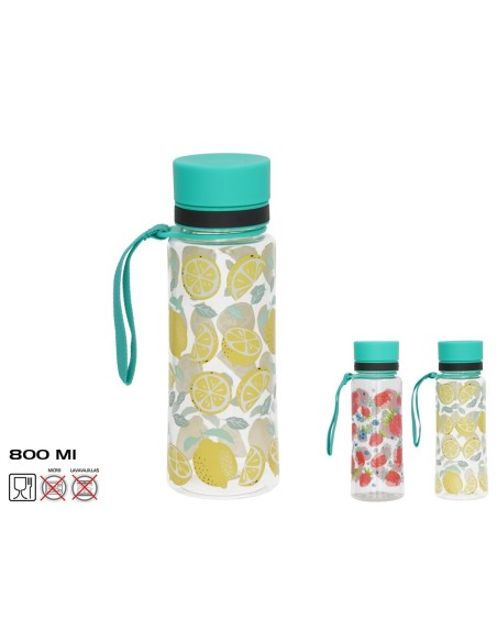 BOTELLA FRUIT PLS 800ML 3 SURT. 21X7,5CM