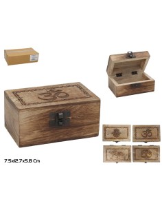 CAJA MADERA TALLADA 7,5X12,7X5,8CM 4 SURTIDOS