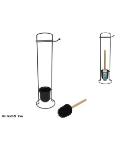 PORTAROLLOS ESCOBILLERO BAMBU 16,5X59CM NEGRO