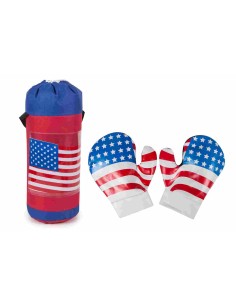 SACO BOXEO CON GUANTES EN RED