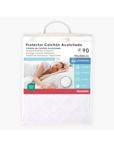 PROTECTOR 90CM COLCHON ACOLCHADO IMPERMEABLE BLANCO