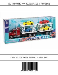 CAMION DOBLE REMOLQUE CON 4 COCHES