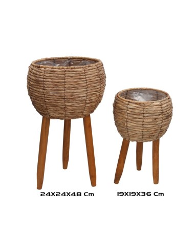 SET 2 MACETEROS C/PIE LUZ 24X24X48CM