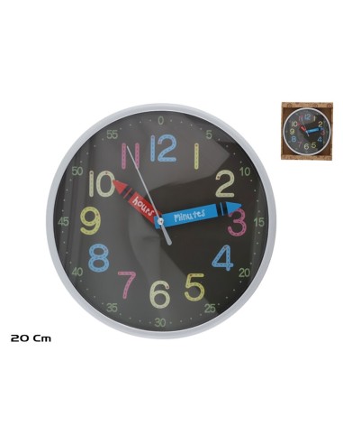 RELOJ DE PARED SCHOOL 20CM PLATA