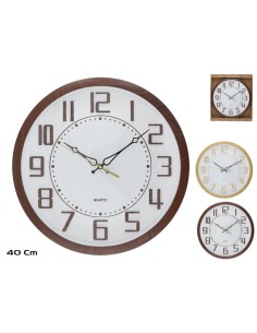 RELOJ PARED EFECTO MADERA GLATHUR 40CM 2 SURT.