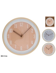 RELOJ PARED EFECTO MADERA DUAH 30CM 2 SURT.