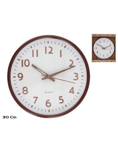 RELOJ PARED EFECTO MADERA ROD 30CM