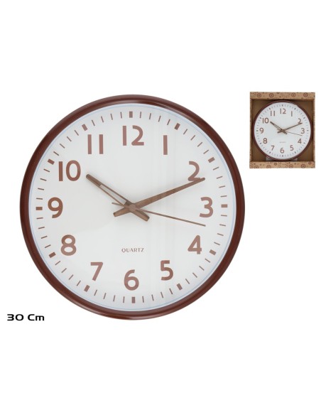 RELOJ PARED EFECTO MADERA ROD 30CM