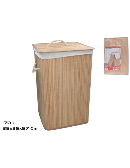 PONGOTODO CUADRADO IRKA  BAMBU 70L 35X35X57CM